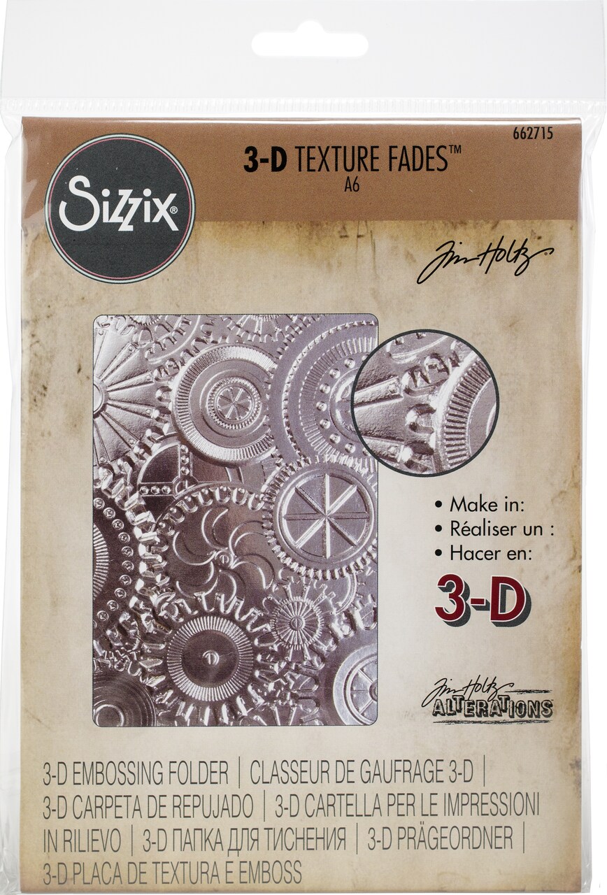 Sizzix 3D Texture Fades Embossing Folder By Tim Holtz-Mechanics